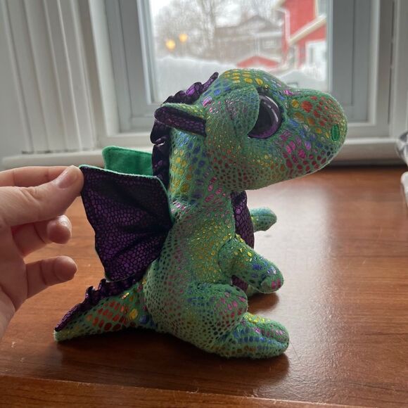 Ty Beanie Boos CINDER the Green Dragon (6 Inch) Stuffed Plush Animal No Hang Tag - Picture 4 of 5